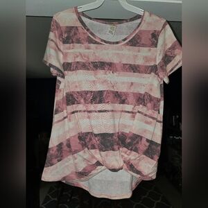 Pink striped knotted tee New without tags